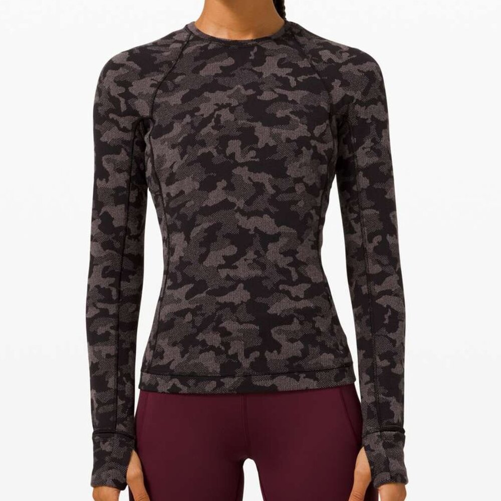 Lululemon Runderful Long Sleeve Heritage Camo Jacquard Black Lunar Rock 4